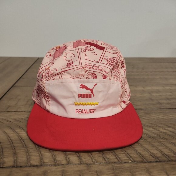 PUMA x PEANUTS Snoopy 5 Panel Kids' Cap Hat Snap Back Red Sports Soccer etc